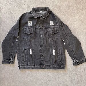 Distressed Black Denim Jacket
